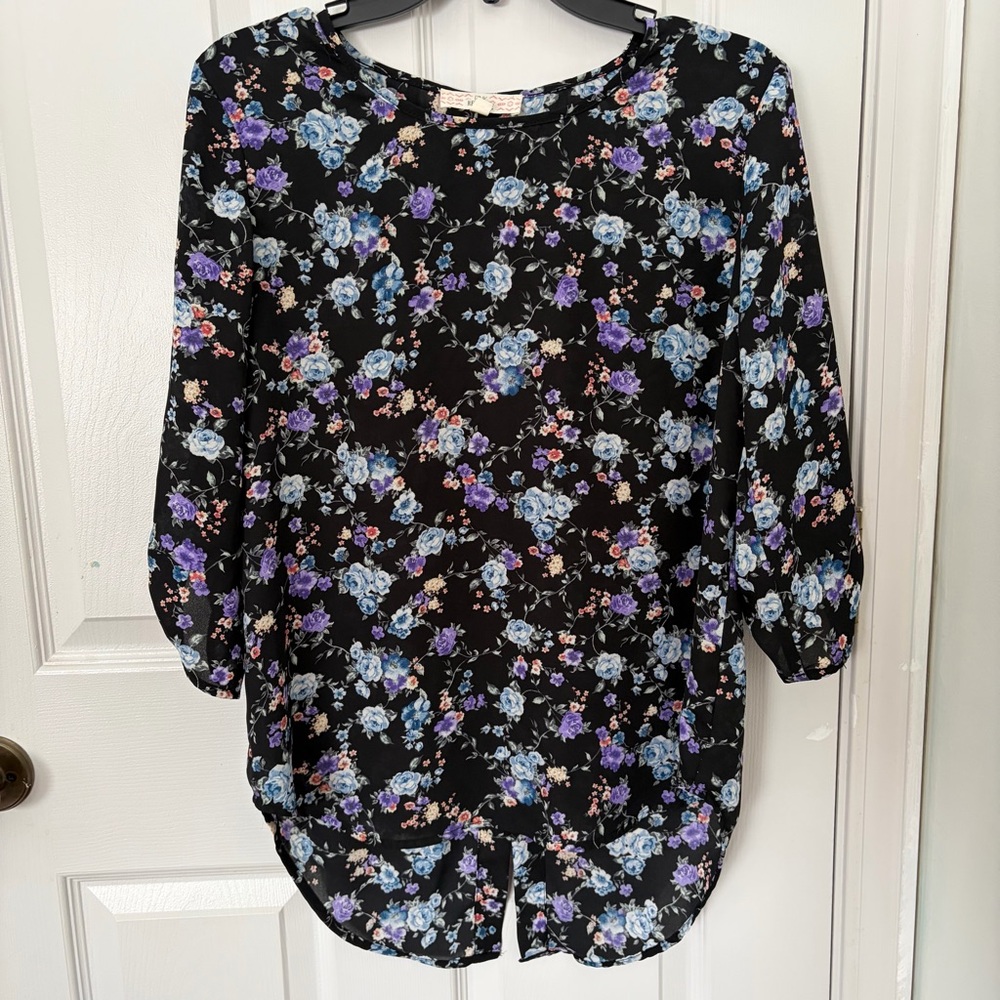 Pink Republic Black Floral Blouse